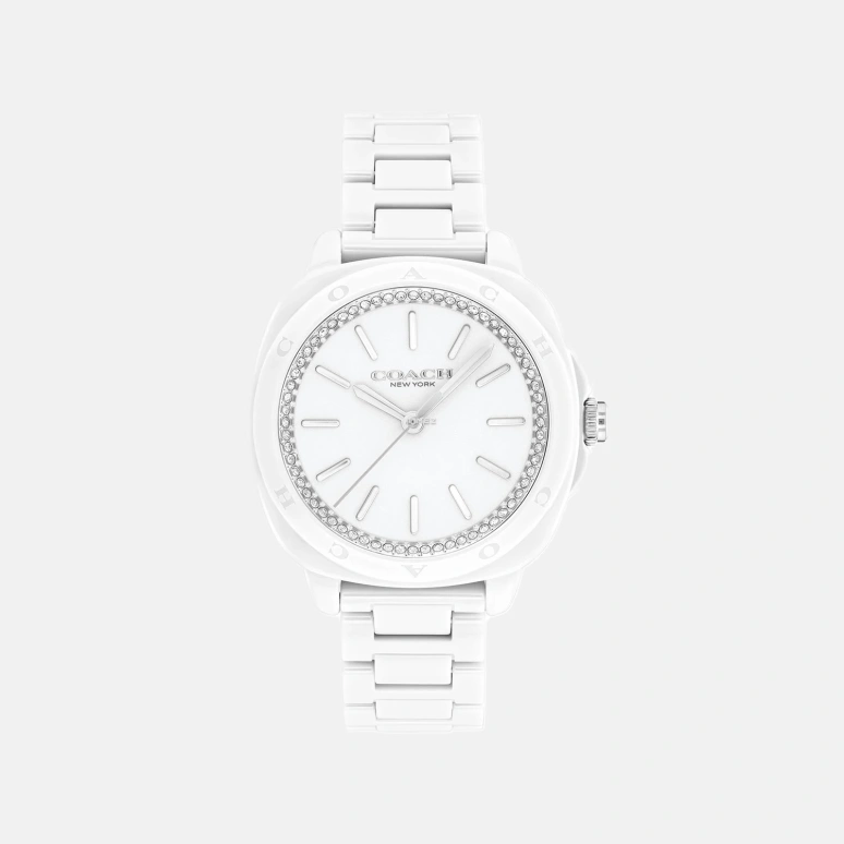 COACH,Kitt 34mm,34mm,Ceramic,White,Quartz,Hardlex,Round,14504401