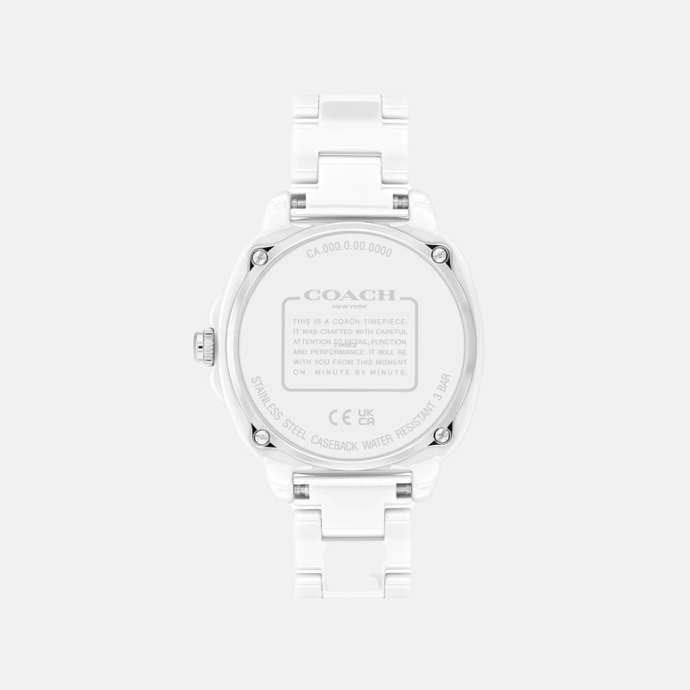COACH,Kitt 34mm,34mm,Ceramic,White,Quartz,Hardlex,Round,14504401