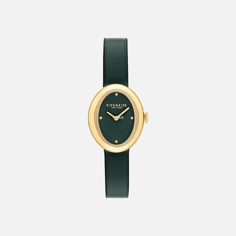 COACH,Sammy 22mm,22mm,Stainless Steel,Green,Quartz,Hardlex,Oval,14504425