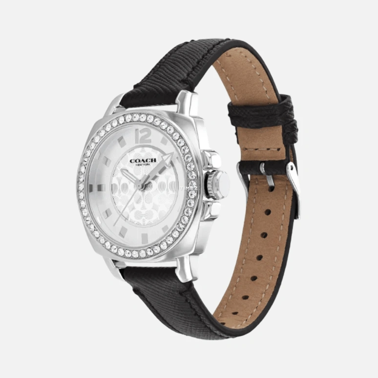 COACH,Cabfr 35mm,35mm,Stainless Steel,White,Quartz,Hardlex,Cushion,14503152
