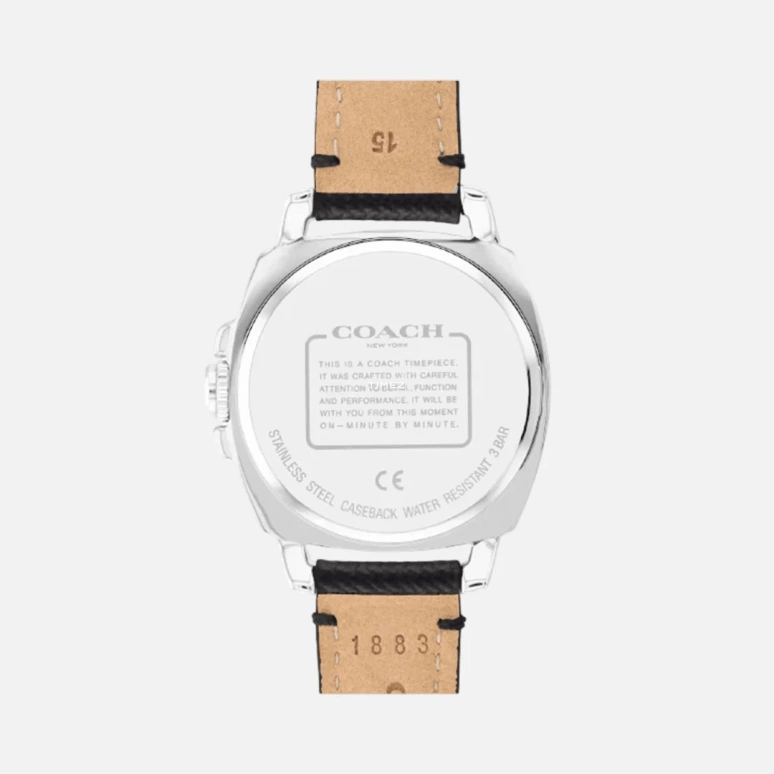 COACH,Cabfr 35mm,35mm,Stainless Steel,White,Quartz,Hardlex,Cushion,14503152