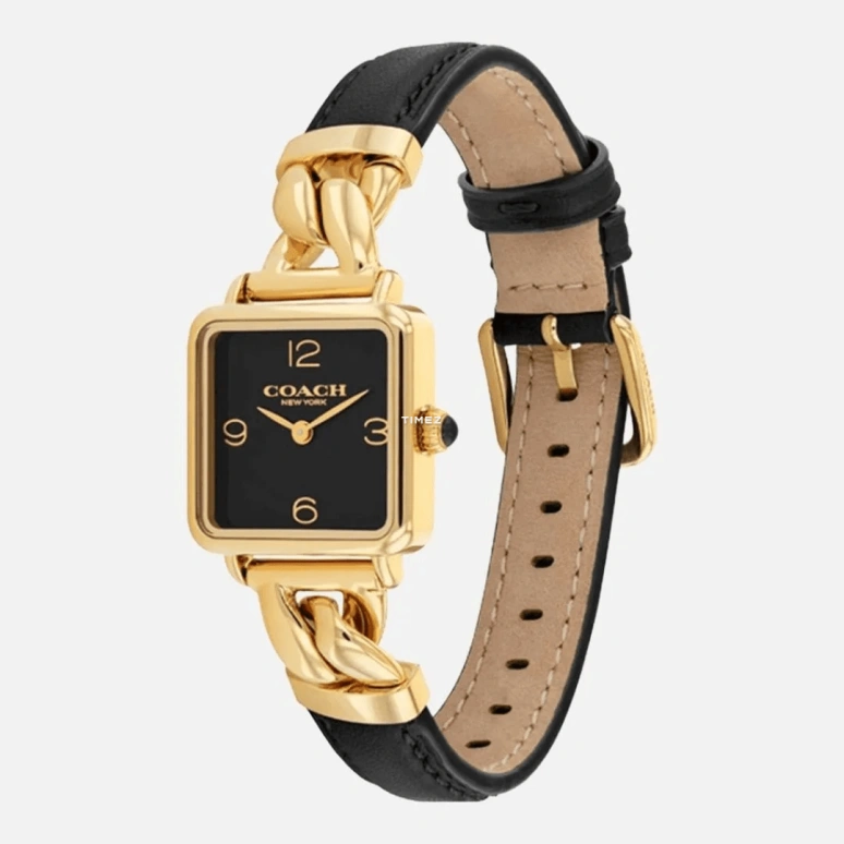 COACH,Cass 22mm,22mm,Stainless Steel,Black,Quartz,Square,Gold,14504356