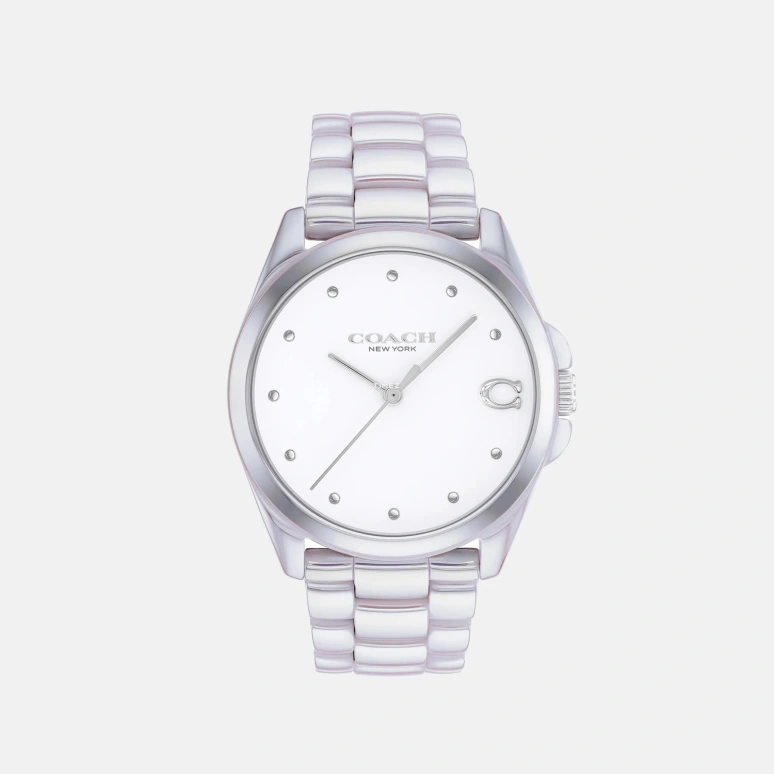 COACH,Greyson 36mm,36mm,Ceramic,White,Quartz,Hardlex,Round,14504390