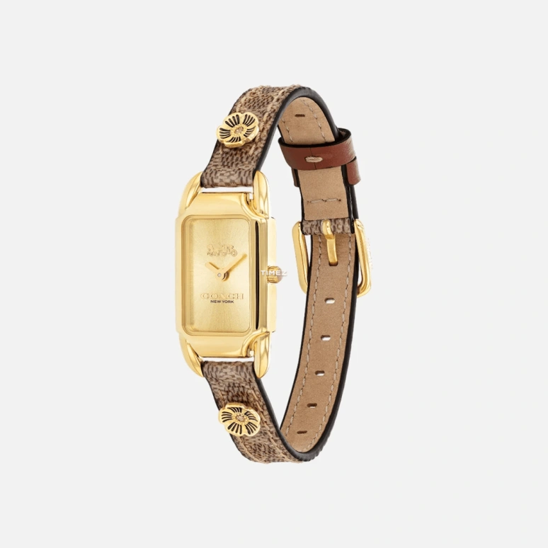 COACH,Cadie 17.50x28.50mm,17.50x28.50mm,Stainless Steel,Gold,Quartz,Hardlex,Rectangular,14504192
