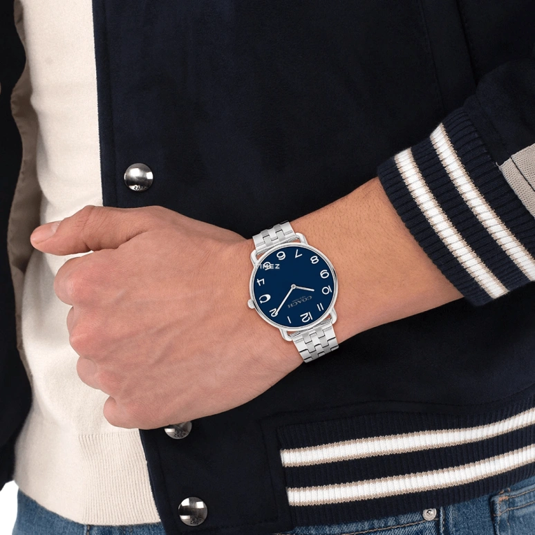 COACH,Elliot 41mm,41mm,Stainless Steel,Blue,Quartz,Hardlex,Round,14602667