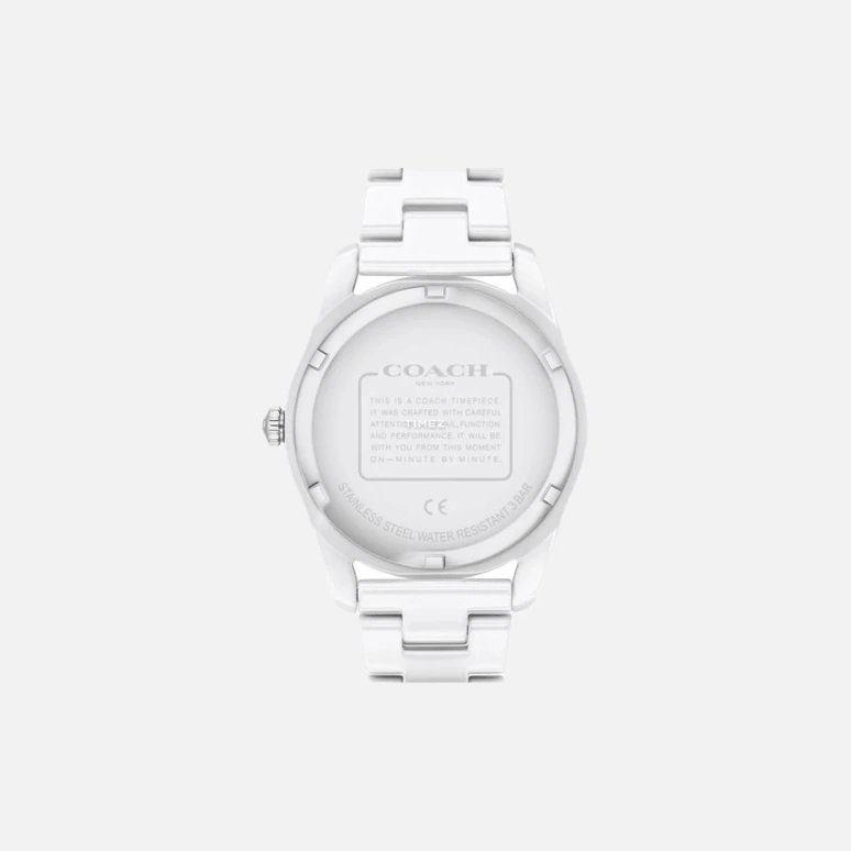 COACH,Preston 38mm,38mm,Stainless Steel,Ceramic,White,Quartz,Hardlex,Round,14503771