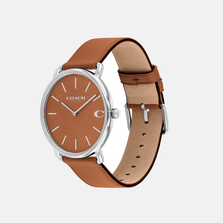 COACH,Elliot 41mm,41mm,Stainless Steel,Brown,Quartz,Hardlex,Round,14602721