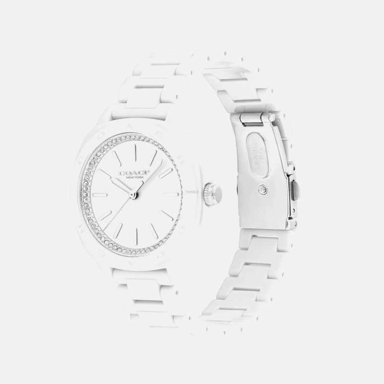 COACH,Kitt 34mm,34mm,Ceramic,White,Quartz,Hardlex,Round,14504401