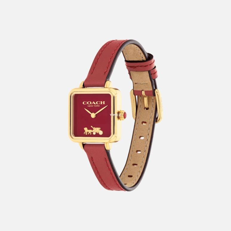 COACH,Cass 22mm,22mm,Stainless Steel,Red,Quartz,Hardlex,Square,14504226
