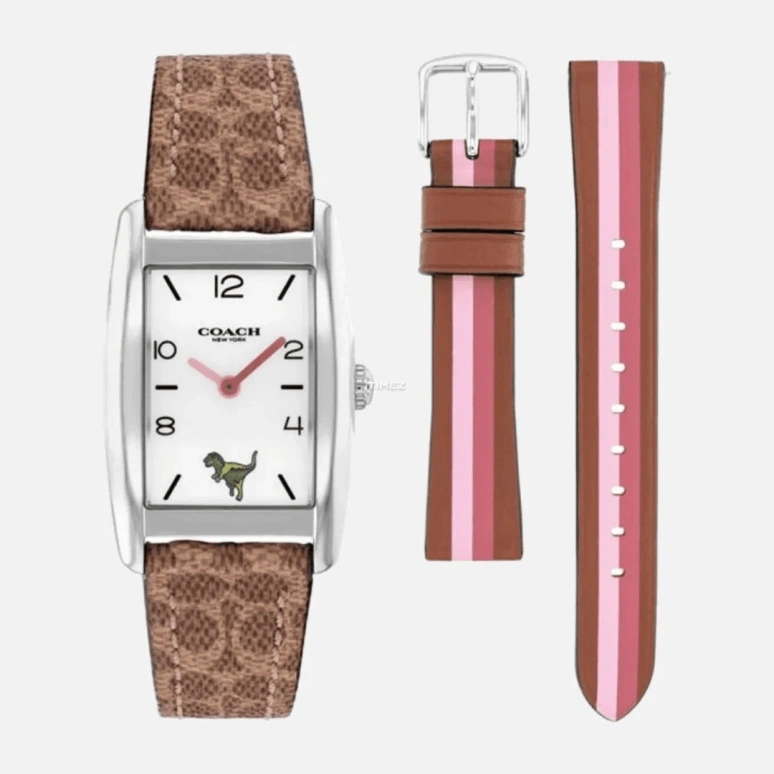 COACH,Reese 24mm,24mm,Stainless Steel,White,Quartz,Rectangular,Silver,14000124