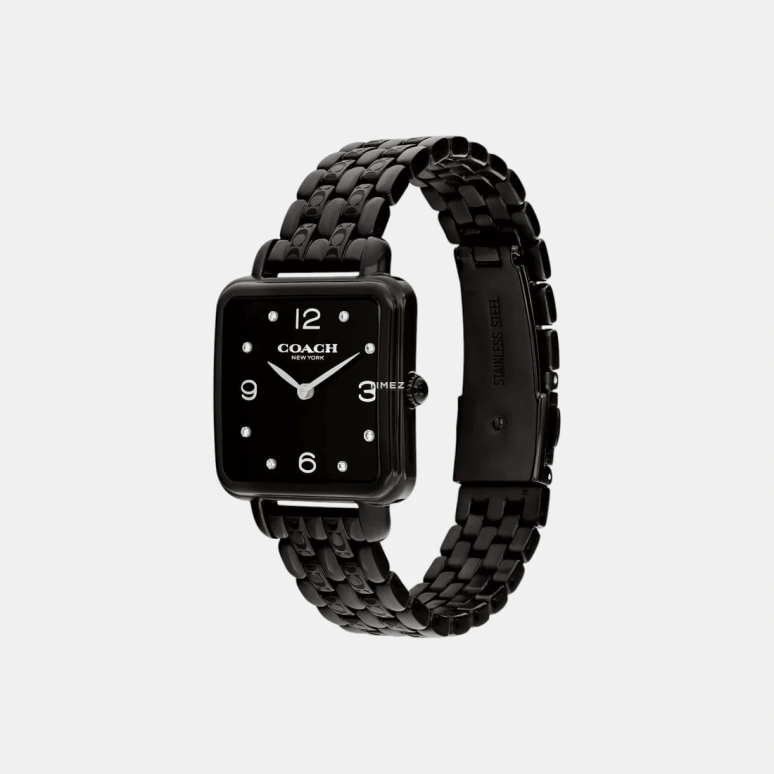 COACH,Cass 28mm,28mm,Stainless Steel,Black,Quartz,Hardlex,Square,14504533