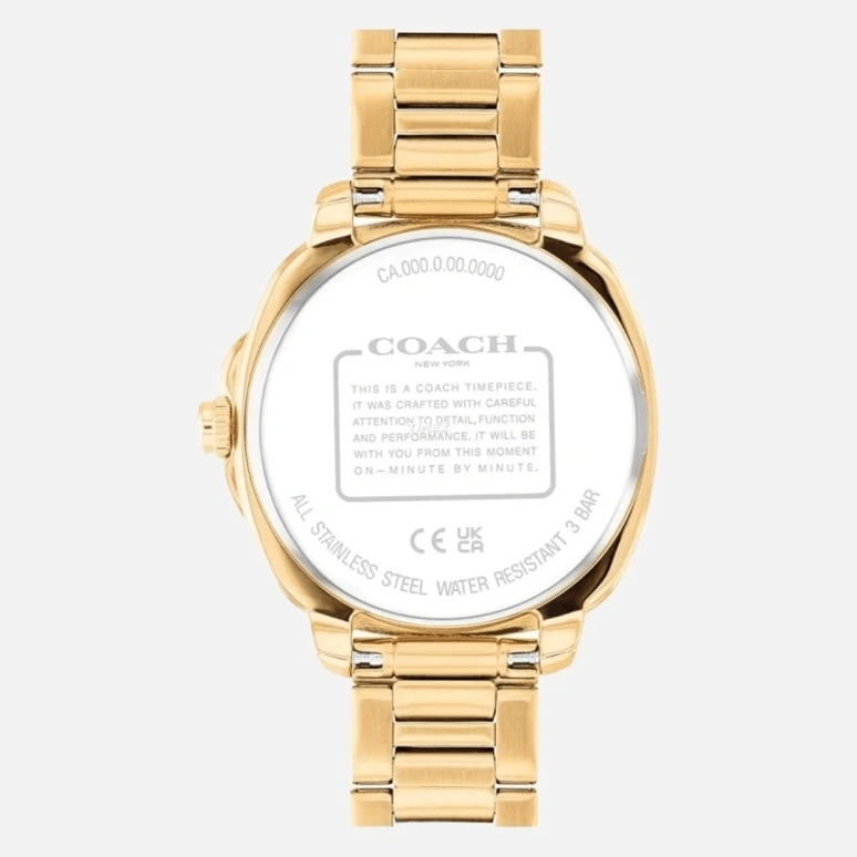 COACH,Kitt 34mm,34mm,Stainless Steel,Champagne,Quartz,Cushion,Gold,14504468