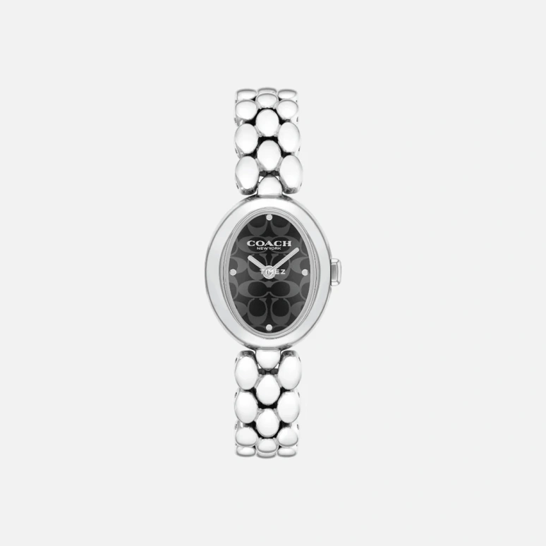 COACH,Sammy 22mm,22mm,Stainless Steel,Black,Quartz,Hardlex,Oval,14504420