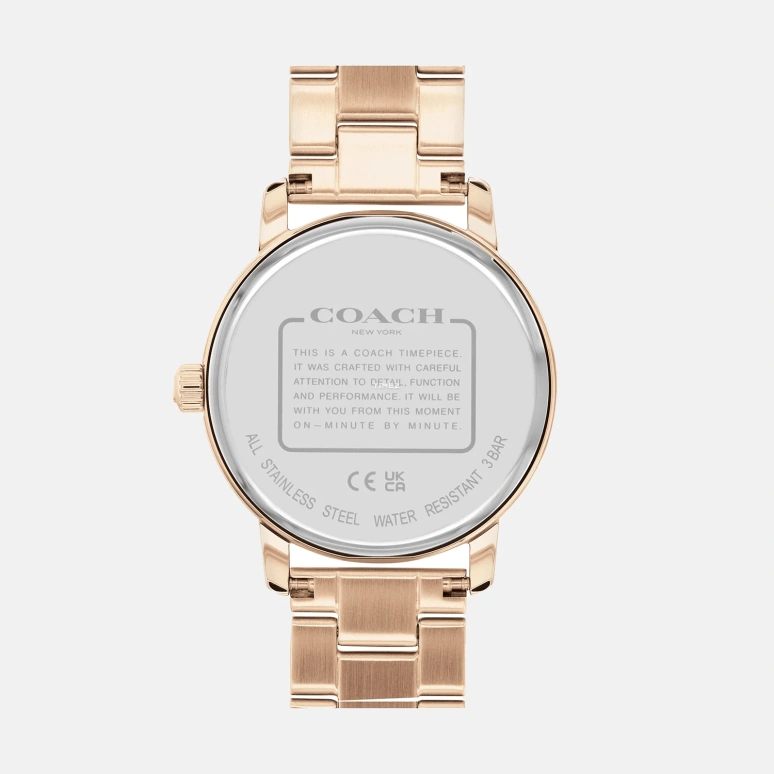 COACH,Grand Crystal 36mm,36mm,Stainless Steel,Rose Gold,Quartz,Hardlex,Round,14504064