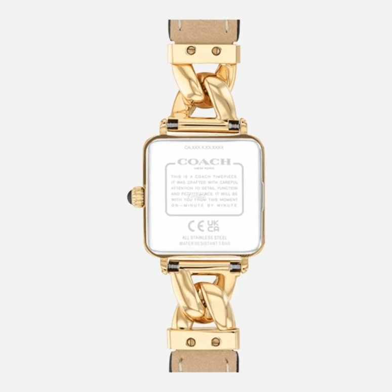 COACH,Cass 22mm,22mm,Stainless Steel,Black,Quartz,Square,Gold,14504356