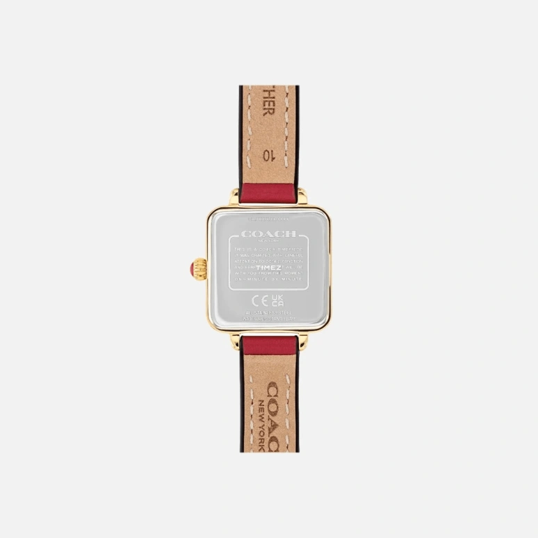 COACH,Cass 22mm,22mm,Stainless Steel,Red,Quartz,Hardlex,Square,14504226