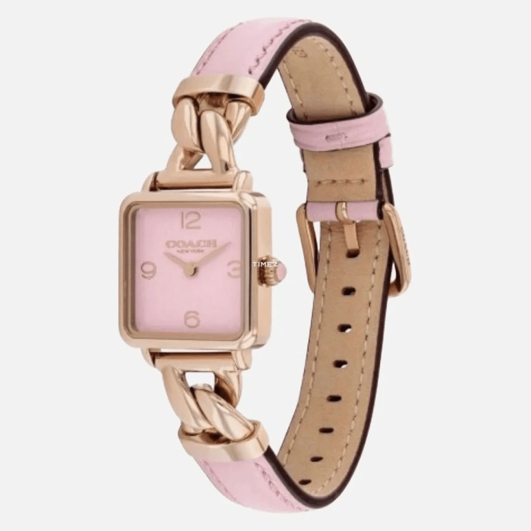 COACH,Cass 22mm,22mm,Stainless Steel,Pink,Quartz,Square,Rose Gold,14504357