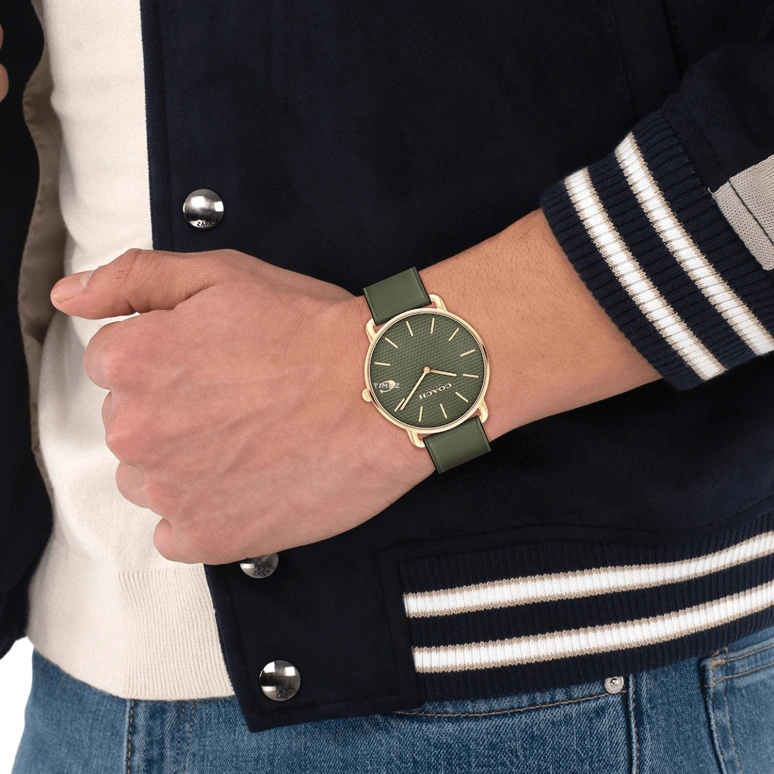 COACH,Elliot 41mm,41mm,Stainless Steel,Green,Quartz,Hardlex,Round,14602723