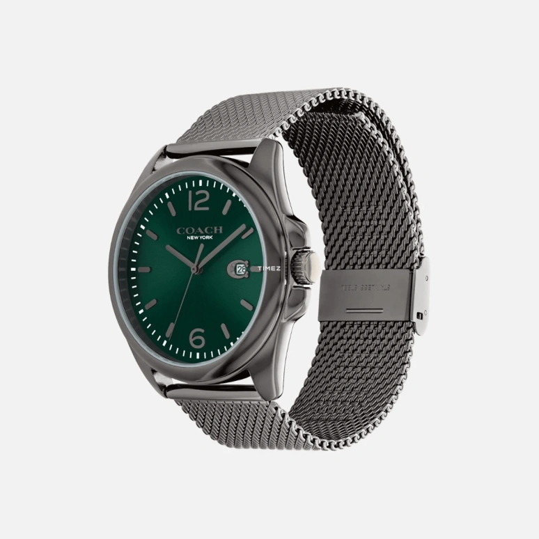 COACH,Greyson 41mm,41mm,Stainless Steel,Green,Quartz,Day,Hardlex,14602619
