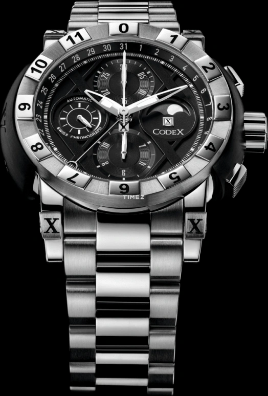 CODEX,IDENTITY 46.90mm,46.90mm,Stainless Steel,Stainless Steel,Black,Automatic,Chronograph,Moonphase,Day,4401,4401.41.0101.B01