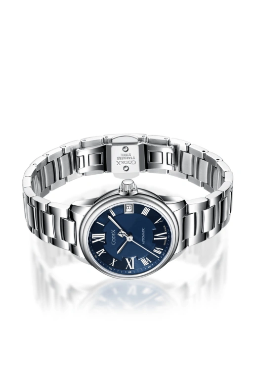 CODEX,CLASSIC 32.50mm,32.50mm,Stainless Steel,Stainless Steel,Blue,Automatic,Day,Sapphire,Crystal Glass,1225,1225.01.0122.B01
