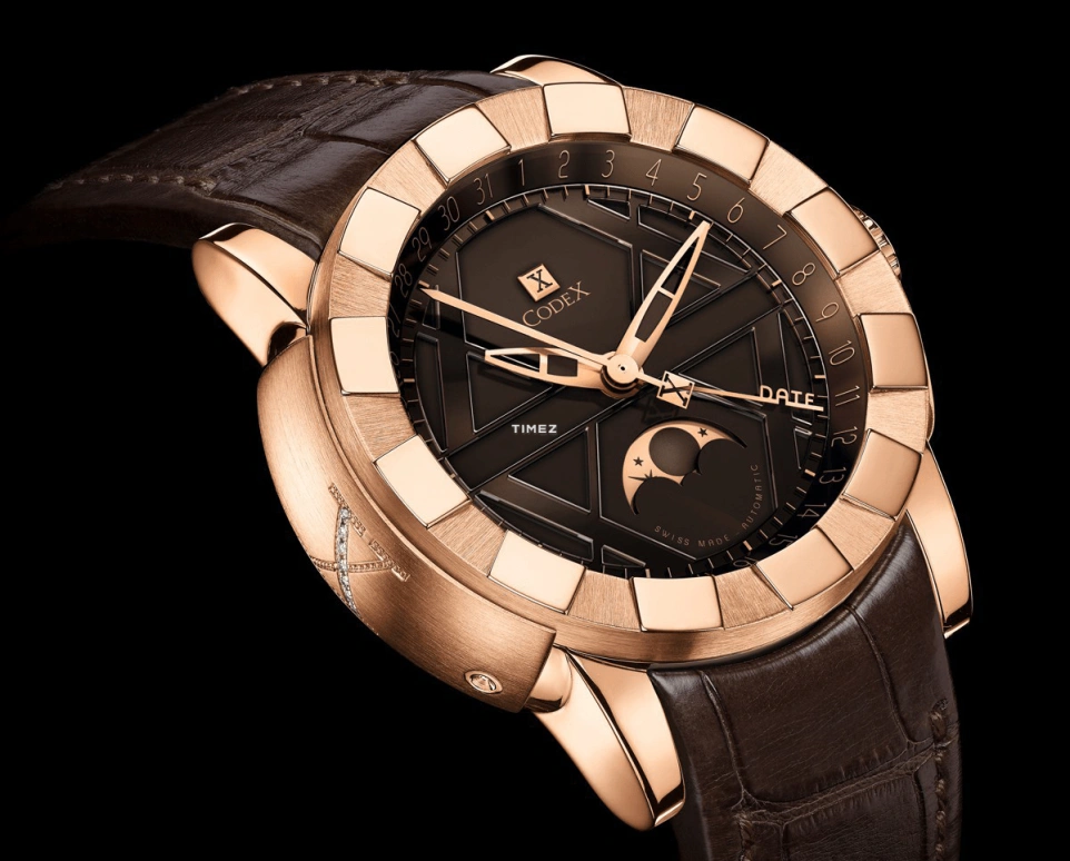 CODEX,IDENTITY 40mm,40mm,Stainless Steel,Rose Gold,Brown,Automatic,Moonphase,Day,3903,3903.12.0105.A05