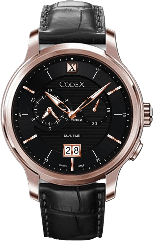 CODEX,INFINITY 43mm,43mm,Stainless Steel,Stainless Steel,Rose Gold,Black,Quartz,Day,Sapphire,4301,4301.81.0101.L01