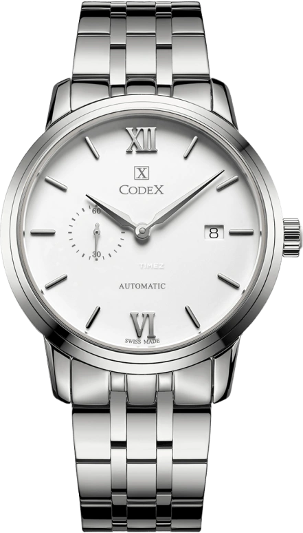CODEX,INFINITY 40mm,40mm,Stainless Steel,Stainless Steel,White,Automatic,Day,Sapphire,Crystal Glass,1115,1115.01.0104.B01
