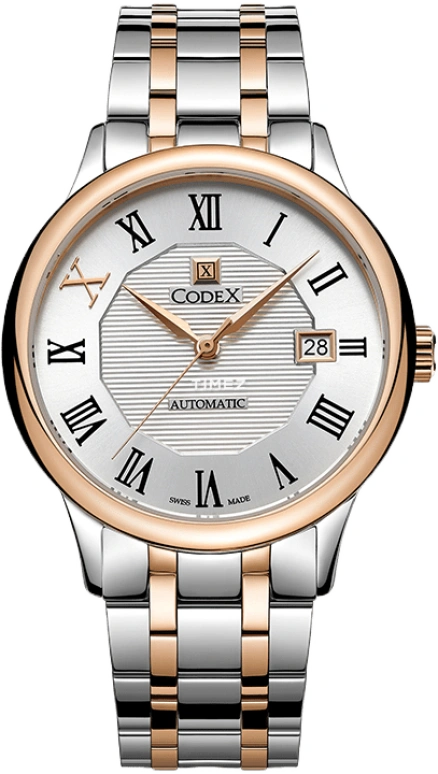 CODEX,CHAPEL 39mm,39mm,Stainless Steel,Stainless Steel,Rose Gold,Silver,Automatic,Day,Sapphire,Glass,1101,1101.07.2302.B07