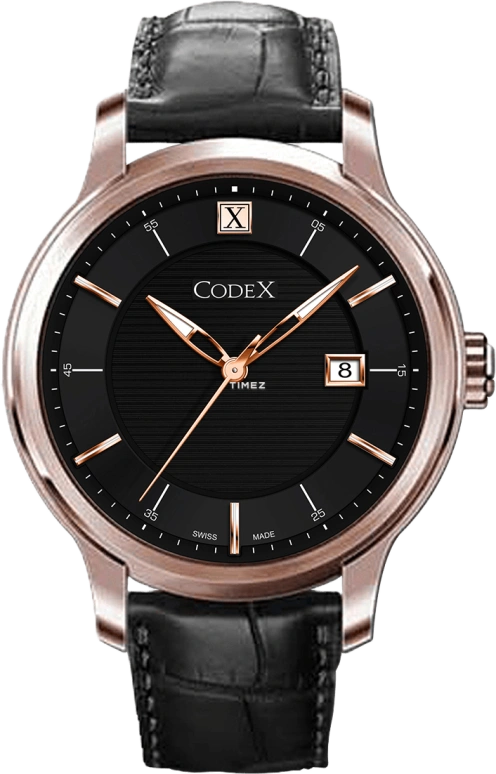 CODEX,INFINITY 43mm,43mm,Stainless Steel,Stainless Steel,Rose Gold,Black,Quartz,Day,Sapphire,4301,4301.17.0101.L01