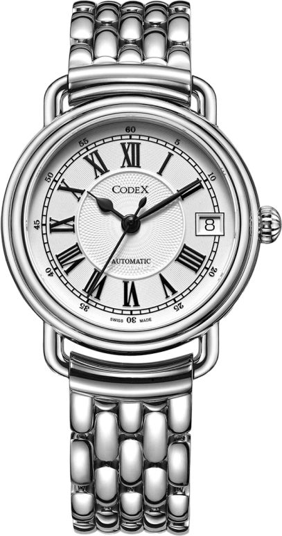 CODEX,CLASSIC 34mm,34mm,Stainless Steel,Stainless Steel,White,Automatic,Day,Sapphire,Crystal Glass,1203,1203.01.0102.B01