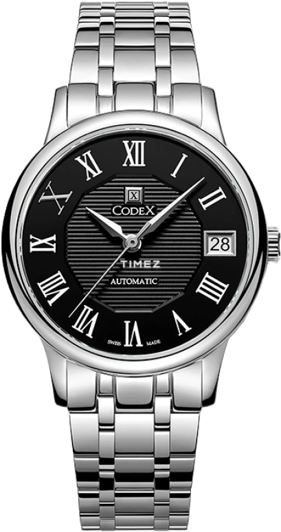 CODEX,CHAPEL 31.50mm,31.50mm,Stainless Steel,Stainless Steel,Black,Automatic,Day,Sapphire,Glass,1201,1201.01.2101.B02