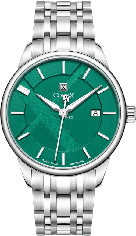 CODEX,CLASSIC 40mm,40mm,Stainless Steel,Stainless Steel,Green,Automatic,Day,Sapphire,Glass,1105,1105.01.2131.B01