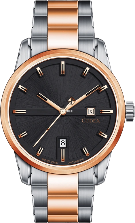 CODEX,INFINITY 41mm,41mm,Stainless Steel,Stainless Steel,Rose Gold,Black,Automatic,Day,Sapphire,Crystal Glass,4107,4107.14.0114.B07