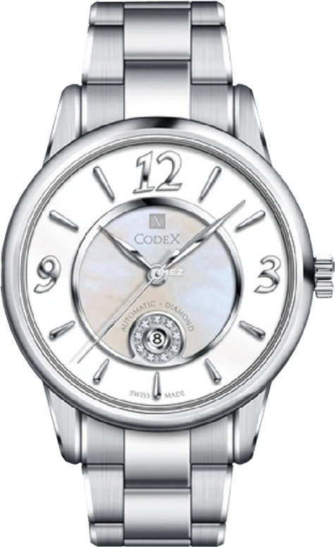 CODEX,INFINITY 33mm,33mm,Stainless Steel,Stainless Steel,White,Automatic,Day,Sapphire,1218,1218.01.1104.B02
