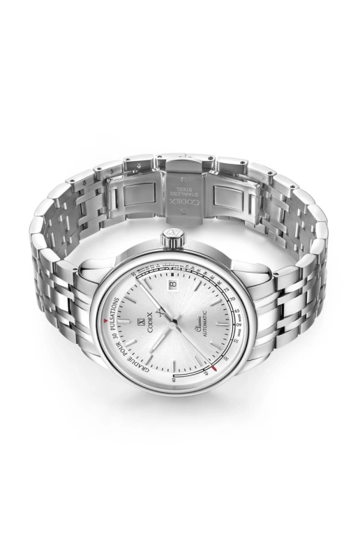 CODEX,CLASSIC 40mm,40mm,Stainless Steel,Stainless Steel,Silver,Automatic,Day,Sapphire,Crystal Glass,1105,1105.01.8104.B01