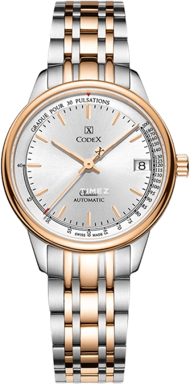 CODEX,CLASSIC 34mm,34mm,Stainless Steel,Stainless Steel,Silver,Automatic,Day,Sapphire,Crystal Glass,1205,1205.37.8104.B37