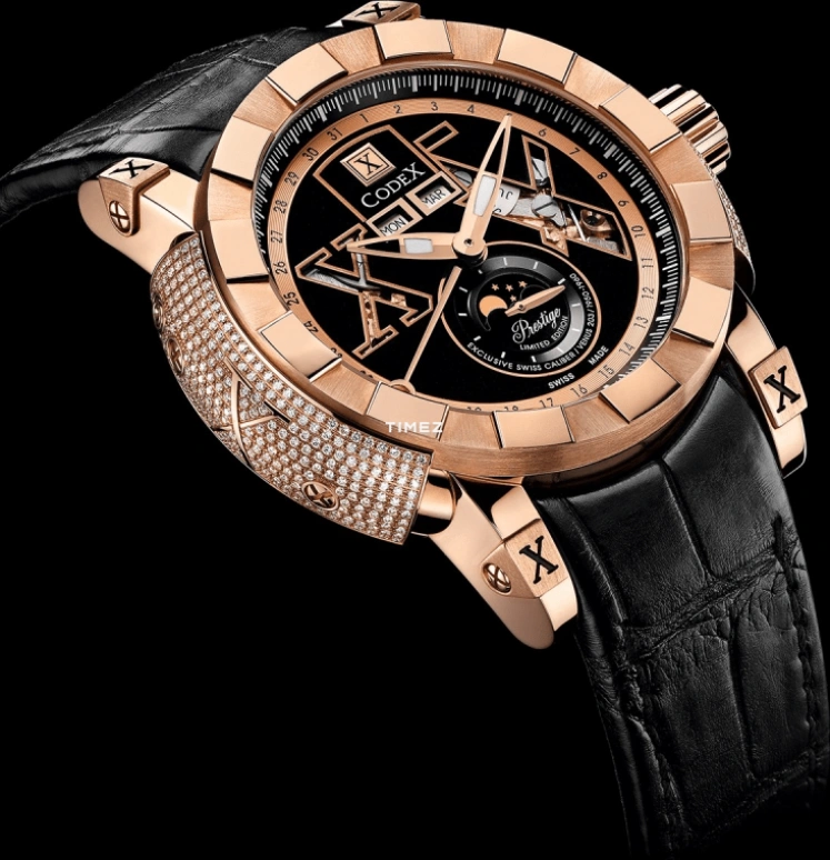 CODEX,IDENTITY 46.90mm,46.90mm,Rose Gold,Black,Handwound,Moonphase,Month,Date,Day,Sapphire,Glass,Round,4413,4413.13.0101.A01