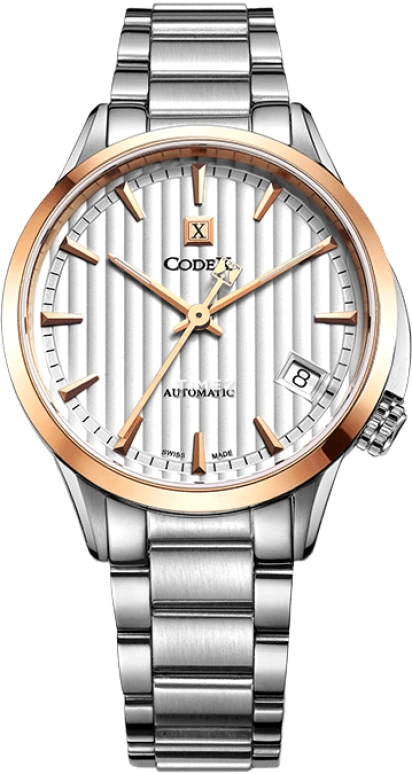 CODEX,CHAPEL 34mm,34mm,Stainless Steel,Stainless Steel,Rose Gold,Silver,Automatic,Day,Sapphire,Glass,1201,1201.07.0302.B02