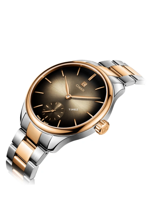 CODEX,INTEMPORELLE 43mm,43mm,Stainless Steel,Stainless Steel,Rose Gold,Coffee,Gradient,Black,Handwound,Sapphire,Crystal Glass,Round,1111,1111.07.1305.B07