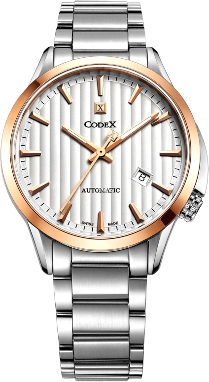 CODEX,CHAPEL 42mm,42mm,Stainless Steel,Stainless Steel,Rose Gold,Silver,Automatic,Day,Sapphire,Glass,1101,1101.07.0302.B02