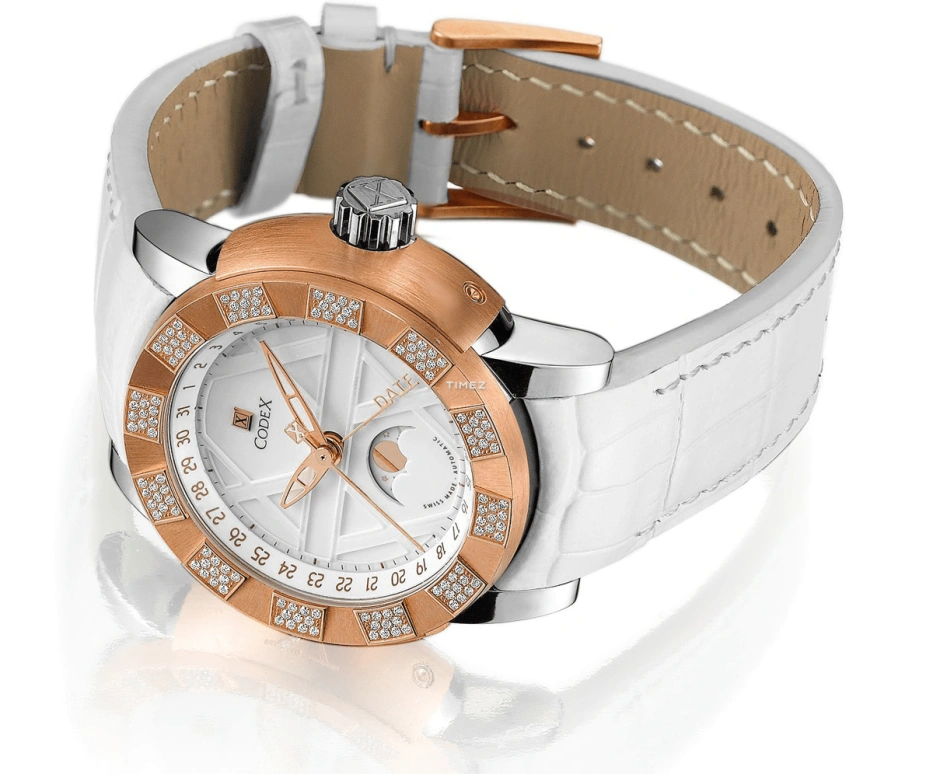 CODEX,IDENTITY 40mm,40mm,Stainless Steel,Stainless Steel,Rose Gold,White,Automatic,Moonphase,Day,3917,3917.12.0104.I04