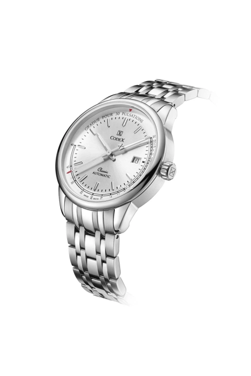 CODEX,CLASSIC 40mm,40mm,Stainless Steel,Stainless Steel,Silver,Automatic,Day,Sapphire,Crystal Glass,1105,1105.01.8104.B01