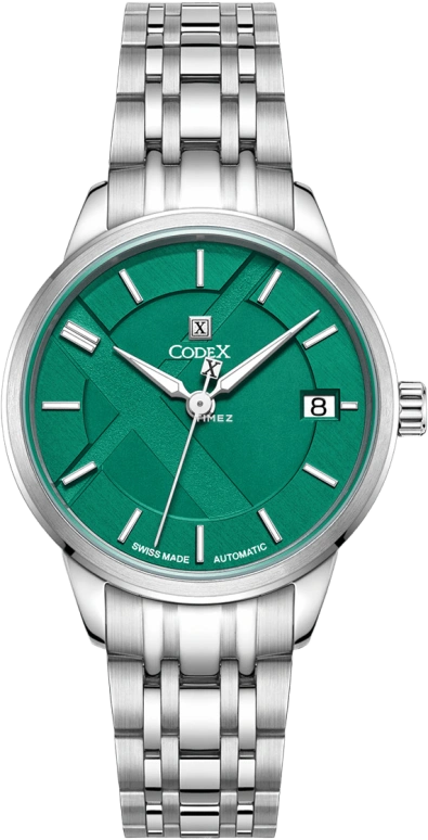 CODEX,CLASSIC 34mm,34mm,Stainless Steel,Stainless Steel,Green,Automatic,Day,Sapphire,Glass,1205,1205.01.2131.B01