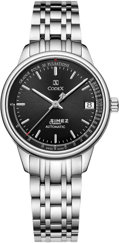 CODEX,CLASSIC 34mm,34mm,Stainless Steel,Stainless Steel,Black,Automatic,Day,Sapphire,Crystal Glass,1205,1205.01.8101.B01