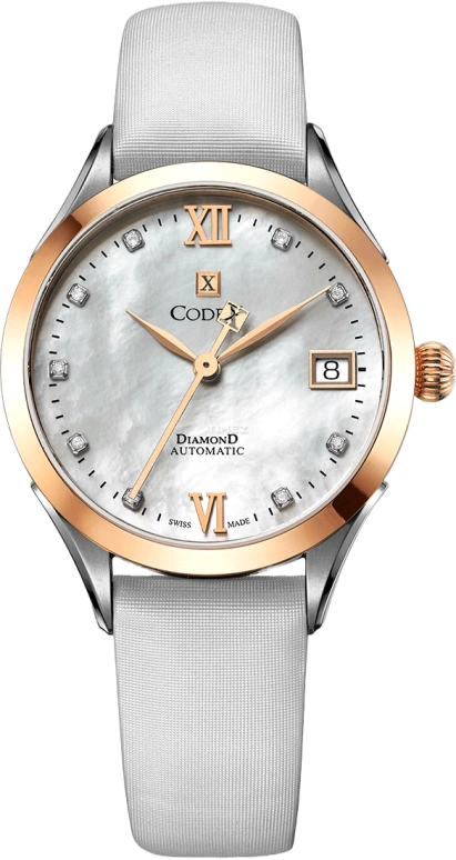 CODEX,INFINITY 34mm,34mm,Stainless Steel,Stainless Steel,Rose Gold,White,Automatic,Day,Sapphire,Crystal Glass,1202,1202.07.1304.S04
