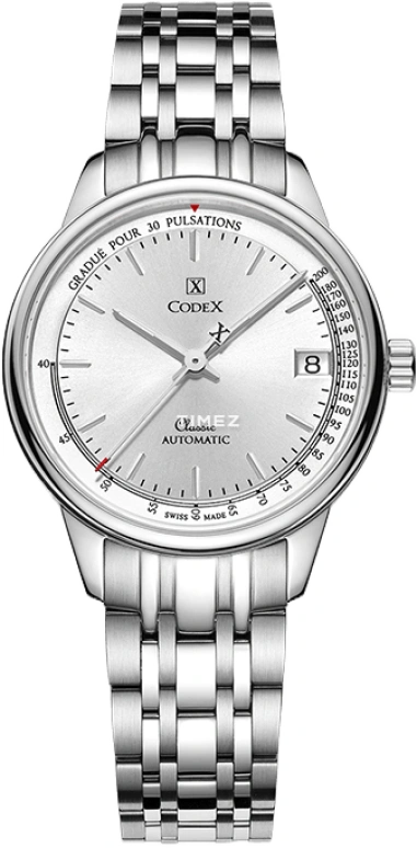 CODEX,CLASSIC 34mm,34mm,Stainless Steel,Stainless Steel,Silver,Automatic,Day,Sapphire,Crystal Glass,1205,1205.01.8104.B01