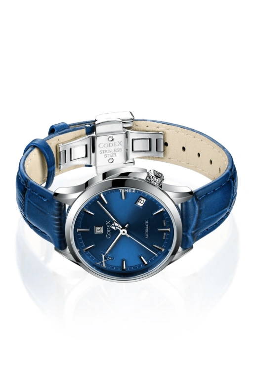 CODEX,CHAPEL 34mm,34mm,Stainless Steel,Stainless Steel,Blue,Automatic,Day,Sapphire,Glass,1201,1201.01.3122.I22