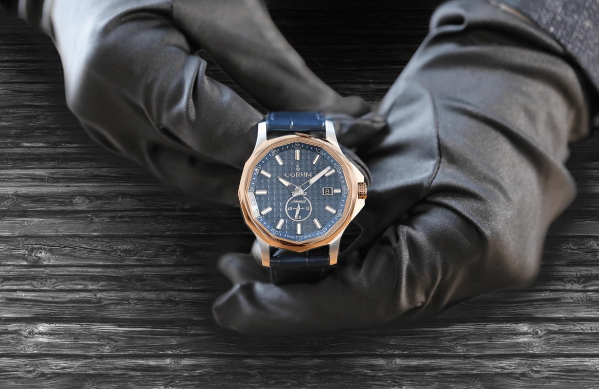 Corum,Admiral 42mm,42mm,Stainless Steel,Luminous,Blue,Automatic,Day,In-house Caliber,A395,A395/04299 - 395.110.24/0F01 AB60