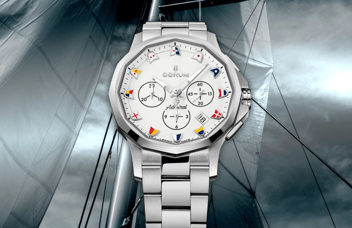 Corum,Admiral 42mm,42mm,Stainless Steel,White,Automatic,Chronograph,Day,A984,A984/04251 - 984.111.20/V705 AA52